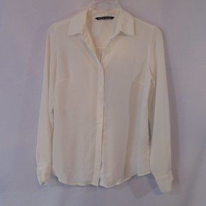 Zach and Rachel white button front blouse Small